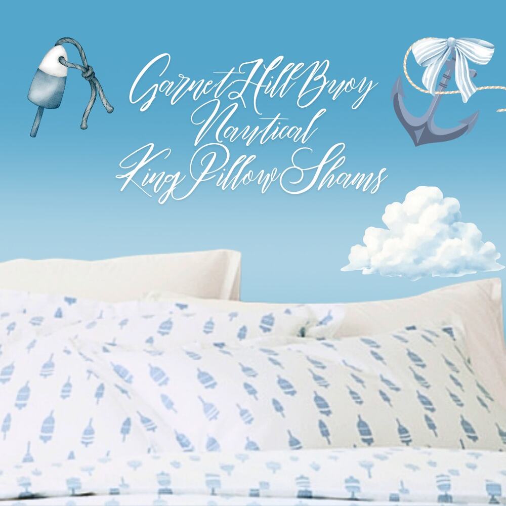 Garnet Hill Nautical Blue Fishing Buoys King Pillow Sham Retired Pattern, One